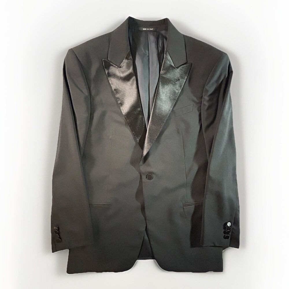 Armani Collezioni 42 R Tailored Fit Wool 1 Button Black Tuxedo Blazer Sport Coat - Picture 6 of 16